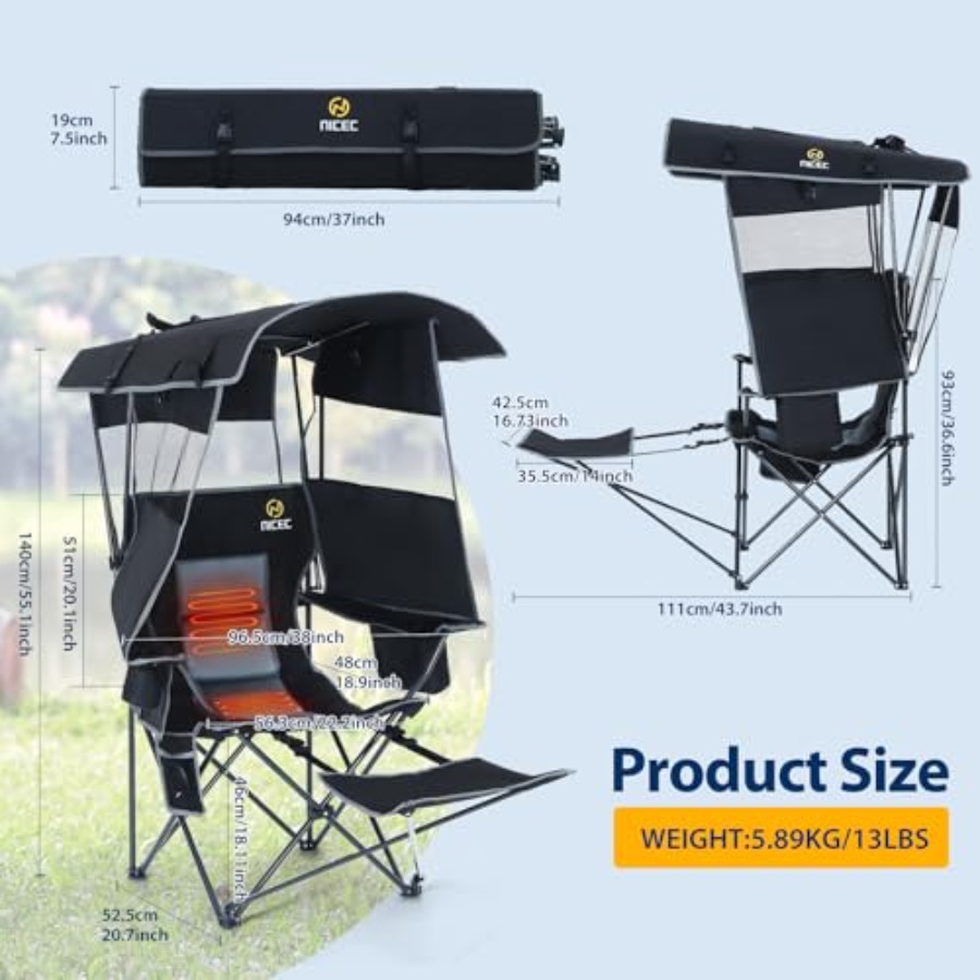 Chair with Canopy, Heated Camp - Outdoor Sports Umbrella บทวิจารณ์และราคา